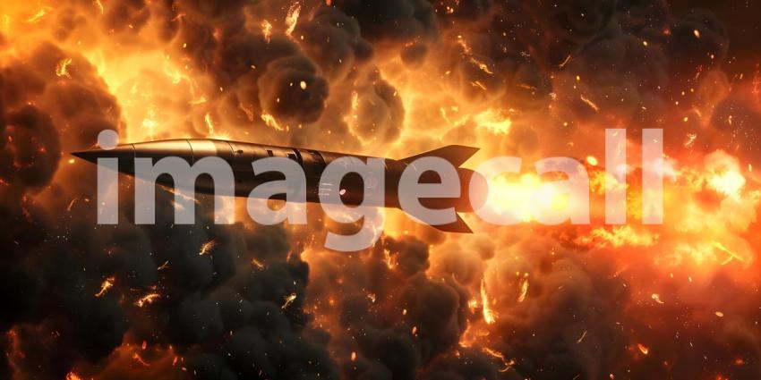 Hypersonic Missile Launch: Smoke and Fire Background, Dynamic Hypersonic Missile Launch with Smoke and Fire - Ai Generated