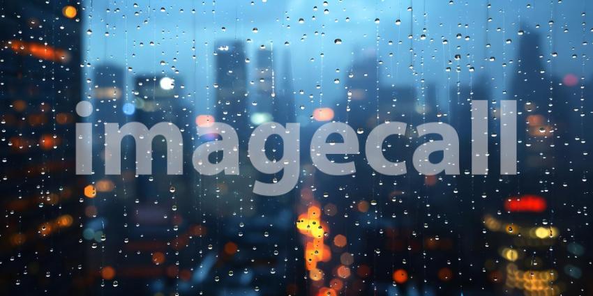 Urban Night Rain in the Big City, Cityscape during Rainy Night Background - Ai Generated