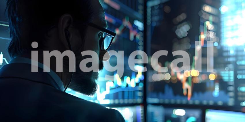 Stock Market Indicators Analysis: Trader Manager Background Trader Manager Analyzing Stock Market: Indicator Background - Ai Generated