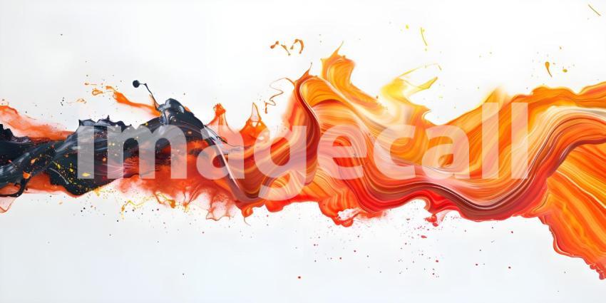 Abstract Brush Paint with Liquid Fluid Wave on white background background - Ai Generated