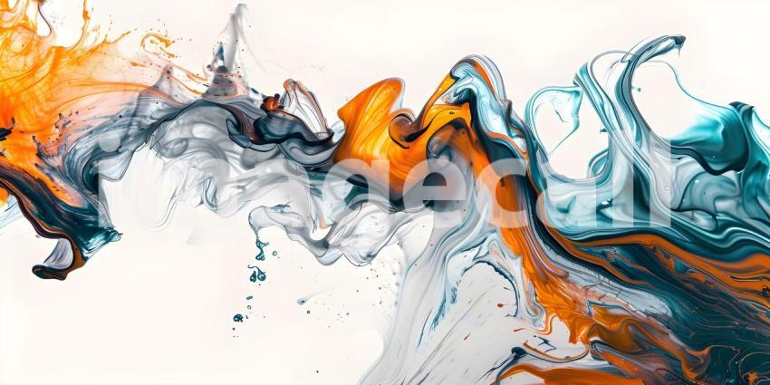 Abstract Brush Paint with Liquid Fluid Wave on white background background - Ai Generated