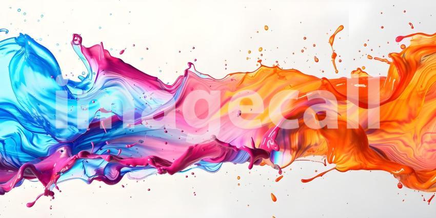 Abstract Brush Paint with Liquid Fluid Wave on white background background - Ai Generated
