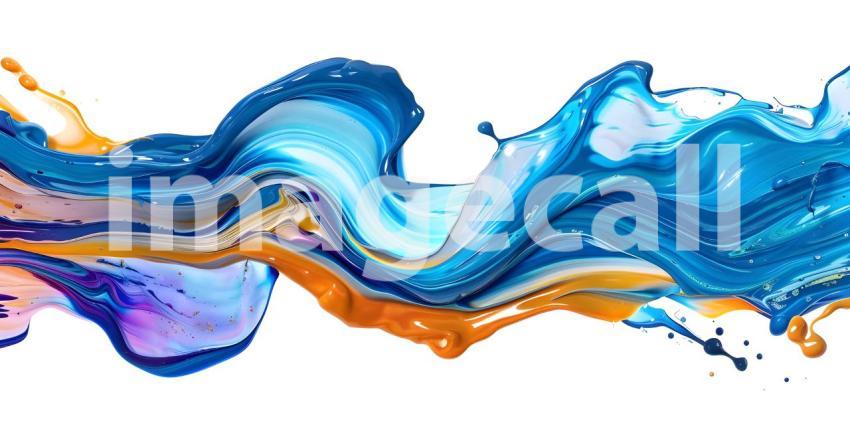 Abstract Brush Paint with Liquid Fluid Wave on white background background - Ai Generated