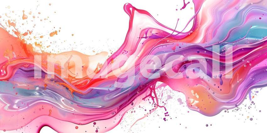 Abstract Brush Paint with Liquid Fluid Wave on white background background - Ai Generated