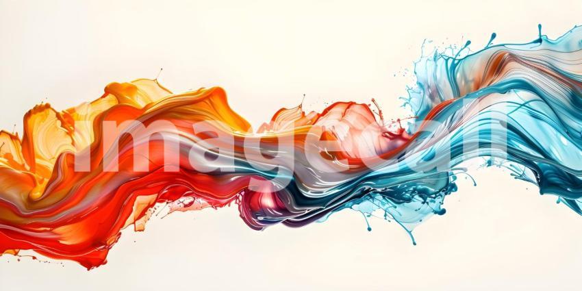 Abstract Brush Paint with Liquid Fluid Wave on white background background - Ai Generated