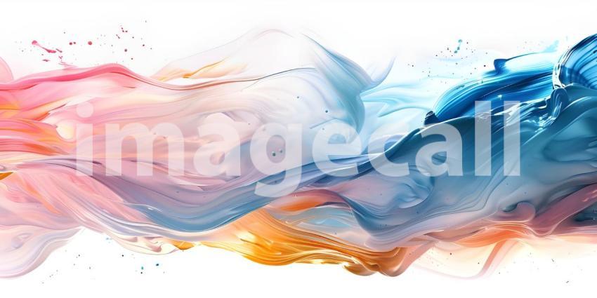 Abstract Brush Paint with Liquid Fluid Wave on white background background - Ai Generated