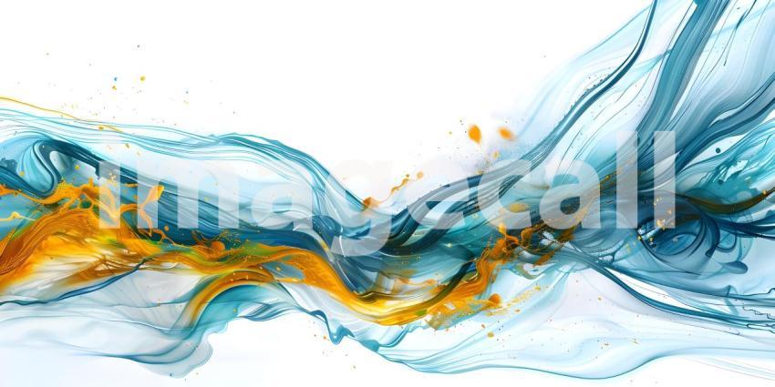 Abstract Brush Paint with Liquid Fluid Wave on white background background - Ai Generated