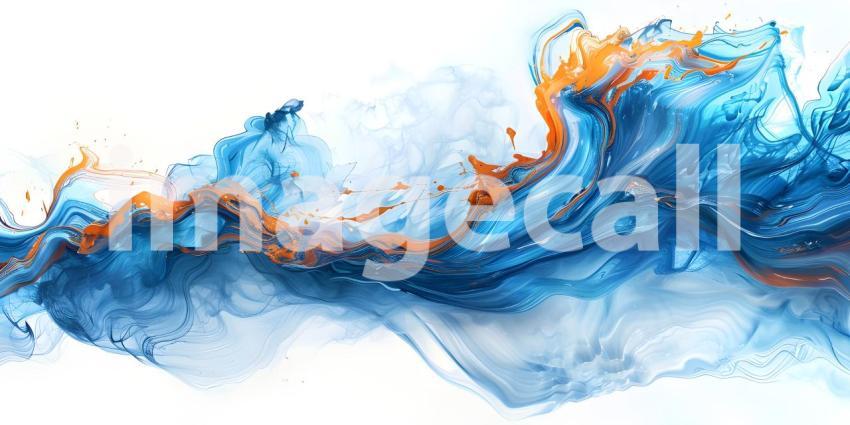 Abstract Brush Paint with Liquid Fluid Wave on white background background - Ai Generated