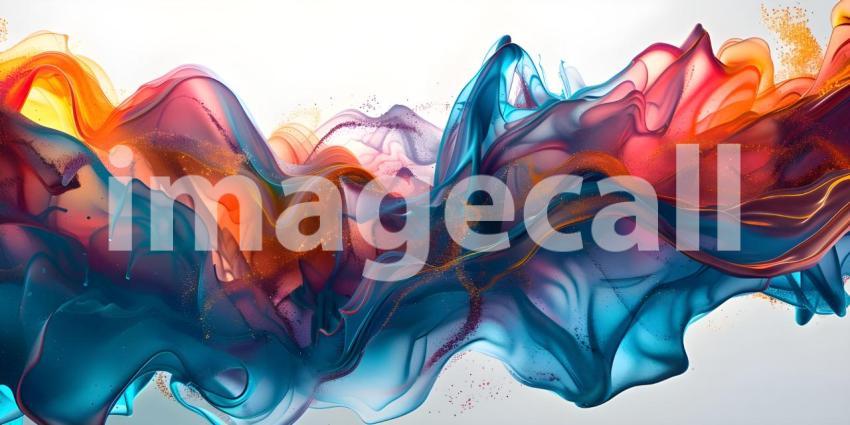 Abstract Brush Paint with Liquid Fluid Wave on white background background - Ai Generated