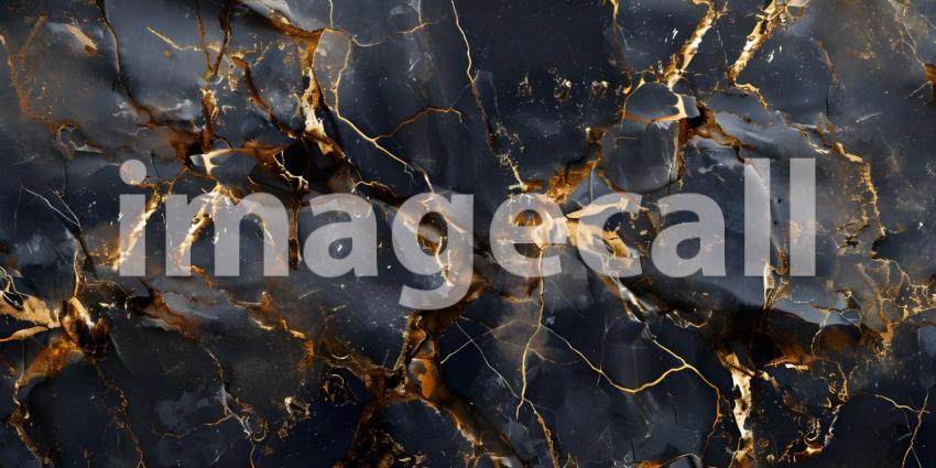 Abstract marble mosaic displaying an intricate blend of black and gold background - Ai Generated