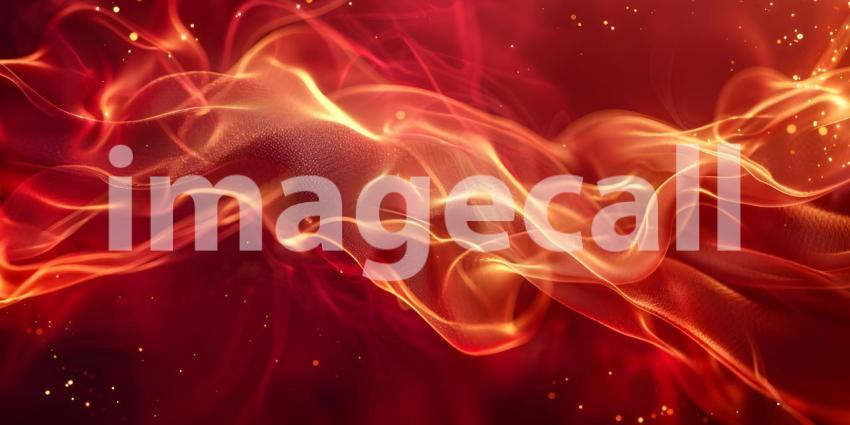 Abstract Red Flames with Golden Touch background - Ai Generated