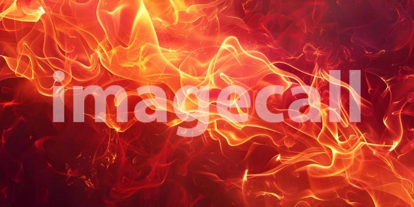 Abstract Red Flames with Golden Touch background - Ai Generated