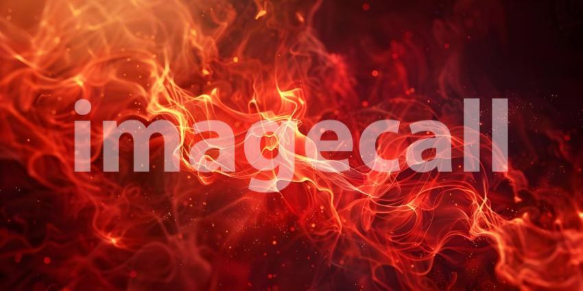 Abstract Red Flames with Golden Touch background - Ai Generated
