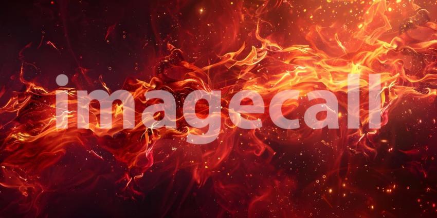 Abstract Red Flames with Golden Touch background - Ai Generated