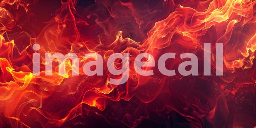 Abstract Red Flames with Golden Touch background - Ai Generated