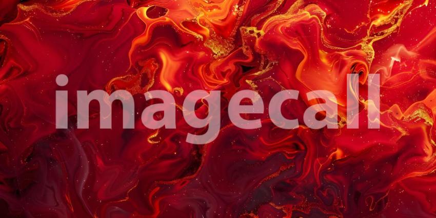 Abstract Red Flames with Golden Touch background - Ai Generated