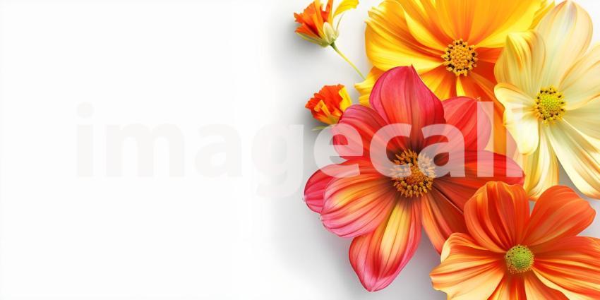 Colorful Flower on a White background with copy space - Ai Generated