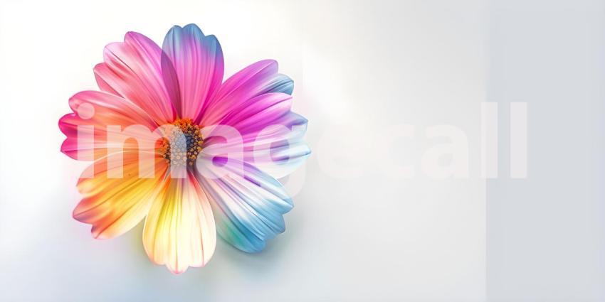Colorful Flower on a White background with copy space - Ai Generated