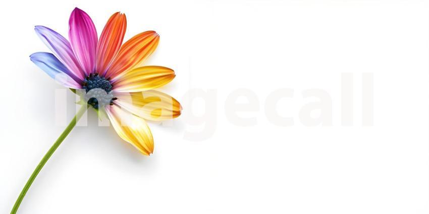 Colorful Flower on a White background with copy space - Ai Generated