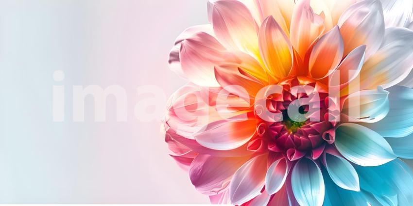 Colorful Flower on a White background with copy space - Ai Generated