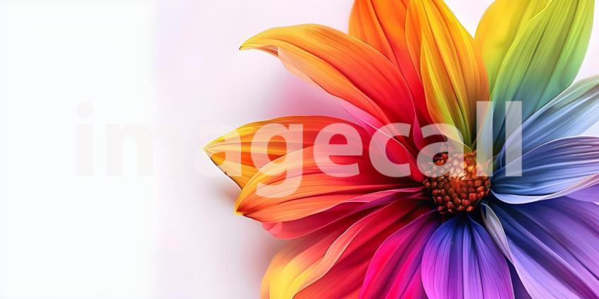 Colorful Flower on a White background with copy space - Ai Generated