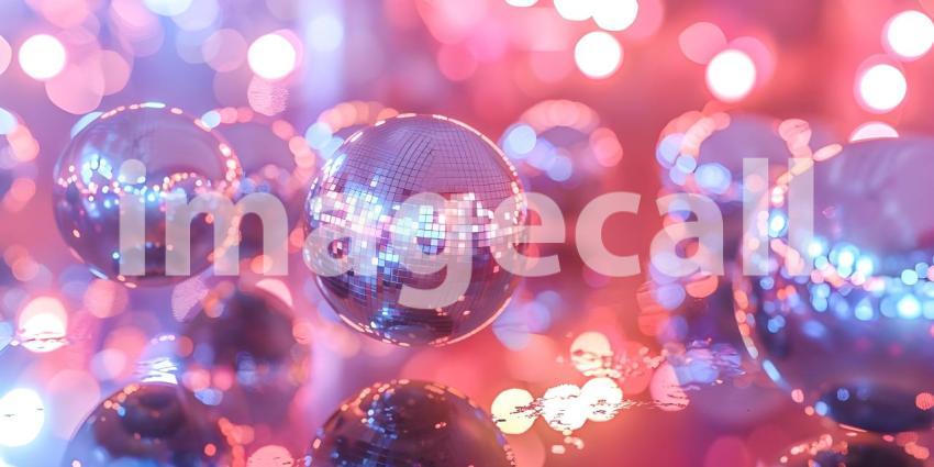 Club Disco Ball Backdrop, Disco Ball Illumination in Club - Ai Generated