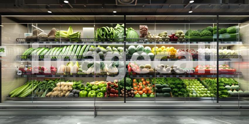 Fresh Vegetables Displayed in Supermarket background - Ai Generated