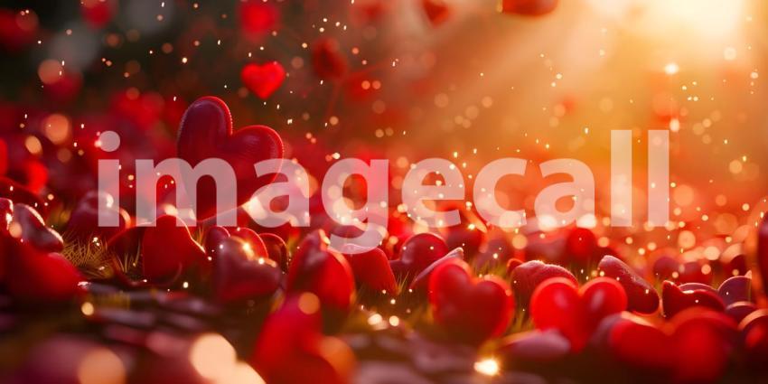 Romantic Heart-filled Background for Valentine Day, Passionate Love Hearts Background - Ai Generated