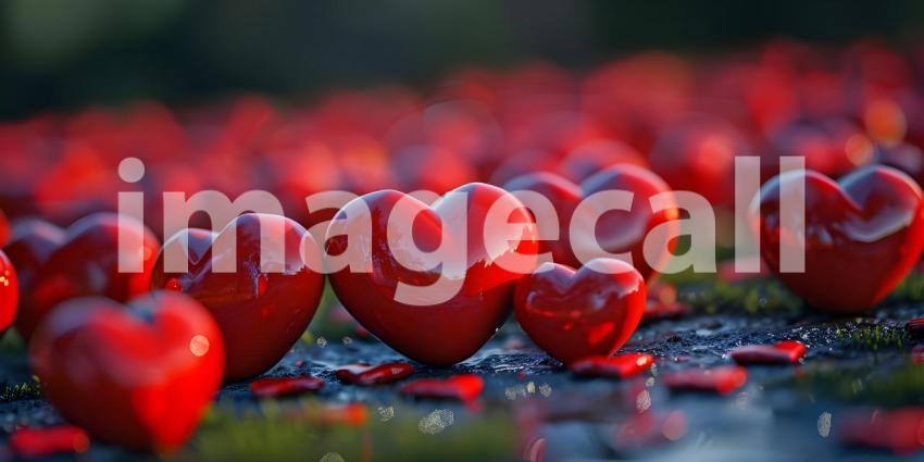 Romantic Heart-filled Background for Valentine Day, Passionate Love Hearts Background - Ai Generated