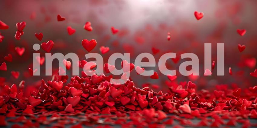 Romantic Heart-filled Background for Valentine Day, Passionate Love Hearts Background - Ai Generated