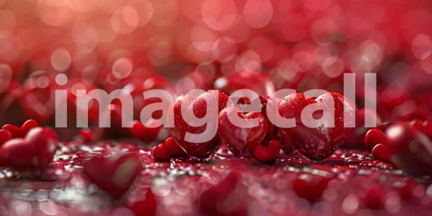 Romantic Heart-filled Background for Valentine Day, Passionate Love Hearts Background - Ai Generated
