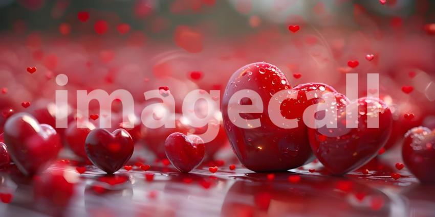 Romantic Heart-filled Background for Valentine Day, Passionate Love Hearts Background - Ai Generated