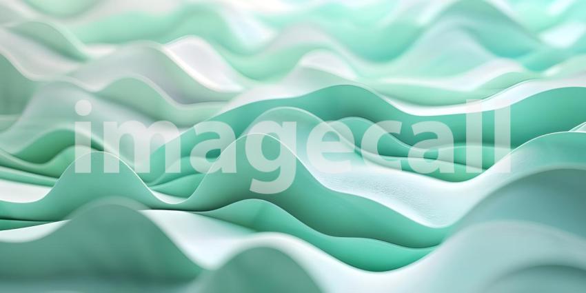 Mint Green and Seafoam abstract wavy background - Ai Generated