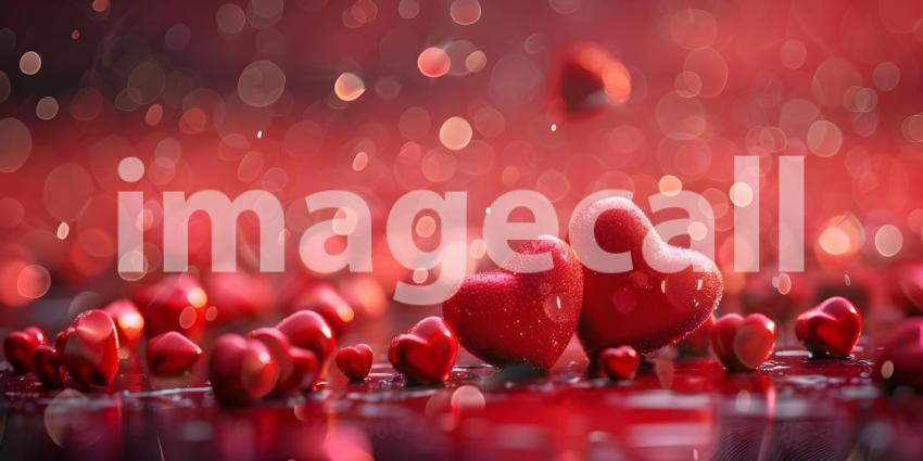 Romantic Heart-filled Background for Valentine Day, Passionate Love Hearts Background - Ai Generated
