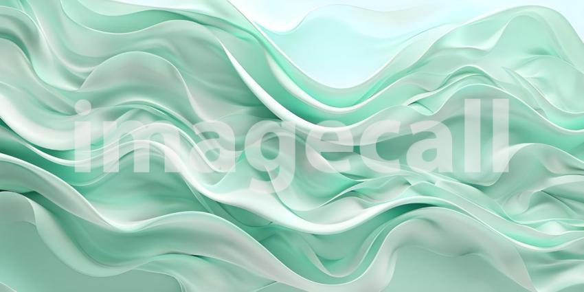 Mint Green and Seafoam abstract wavy background - Ai Generated