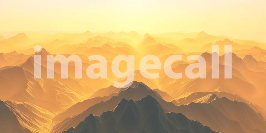 Golden Mountain Silhouette Background, Gilded Mountain Range Background - Ai Generated