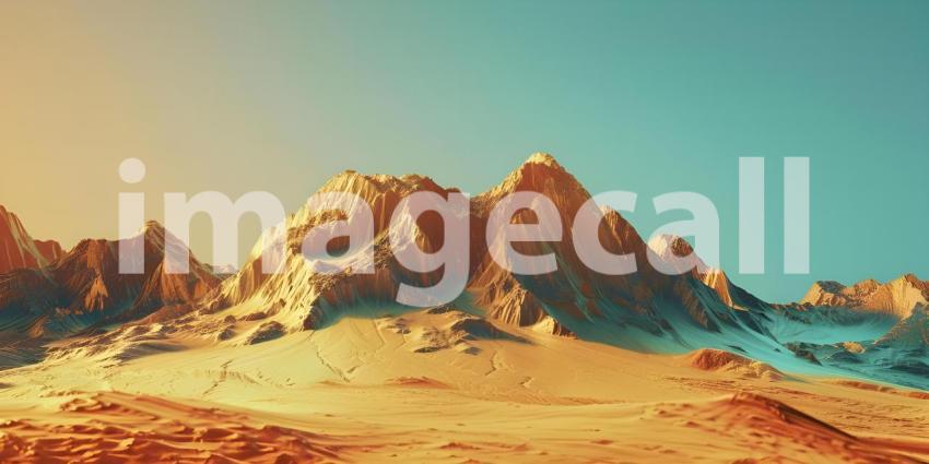 Golden Mountain Silhouette Background, Gilded Mountain Range Background - Ai Generated