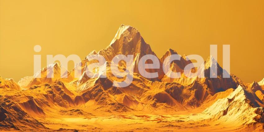 Golden Mountain Silhouette Background, Gilded Mountain Range Background - Ai Generated