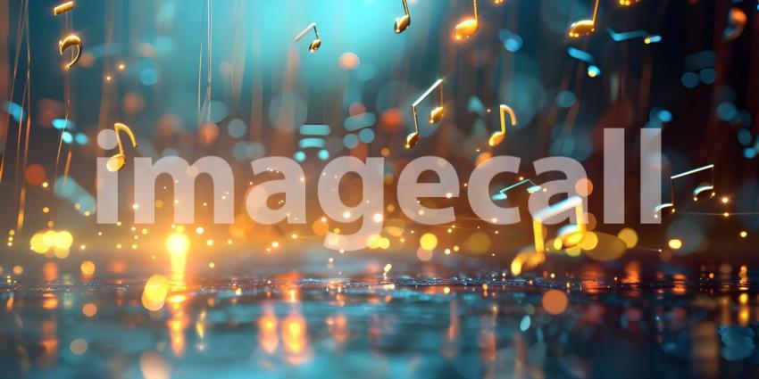 Musical Notes Soaring in Background, Fluttering Music Notes Background - Ai Generated