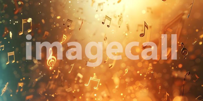 Musical Notes Soaring in Background, Fluttering Music Notes Background - Ai Generated