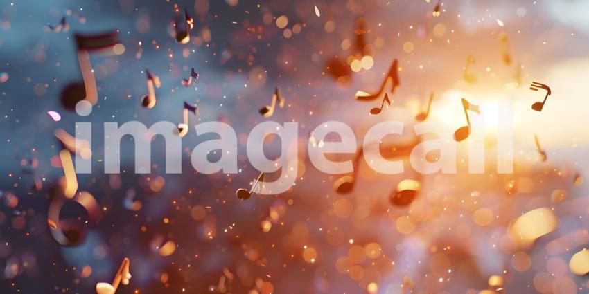 Musical Notes Soaring in Background, Fluttering Music Notes Background - Ai Generated