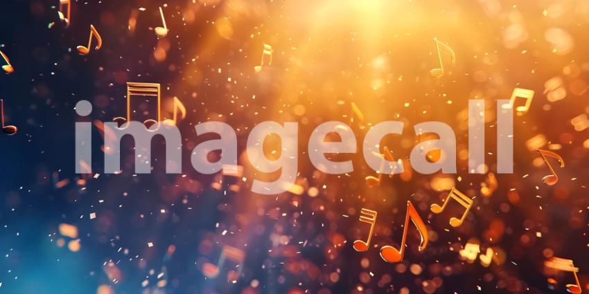 Musical Notes Soaring in Background, Fluttering Music Notes Background - Ai Generated