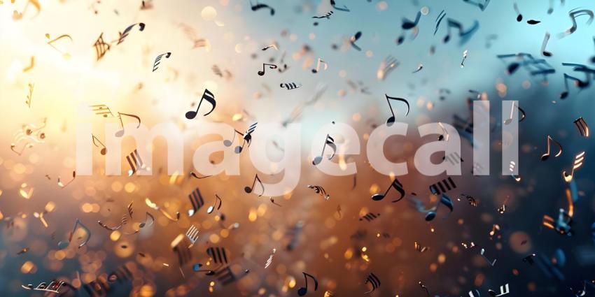 Musical Notes Soaring in Background, Fluttering Music Notes Background - Ai Generated