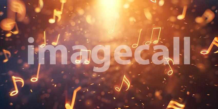 Musical Notes Soaring in Background, Fluttering Music Notes Background - Ai Generated