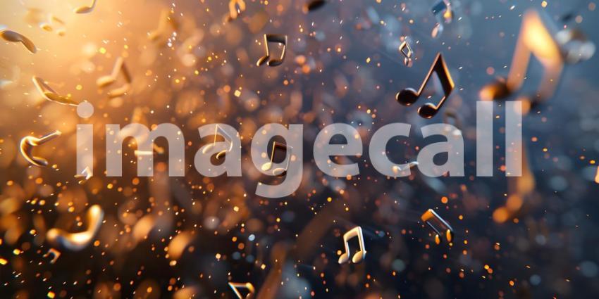 Musical Notes Soaring in Background, Fluttering Music Notes Background - Ai Generated