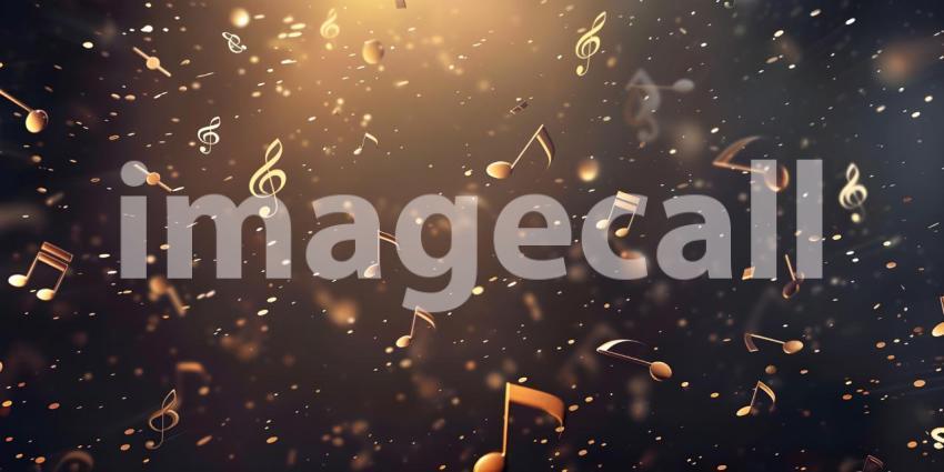 Musical Notes Soaring in Background, Fluttering Music Notes Background - Ai Generated