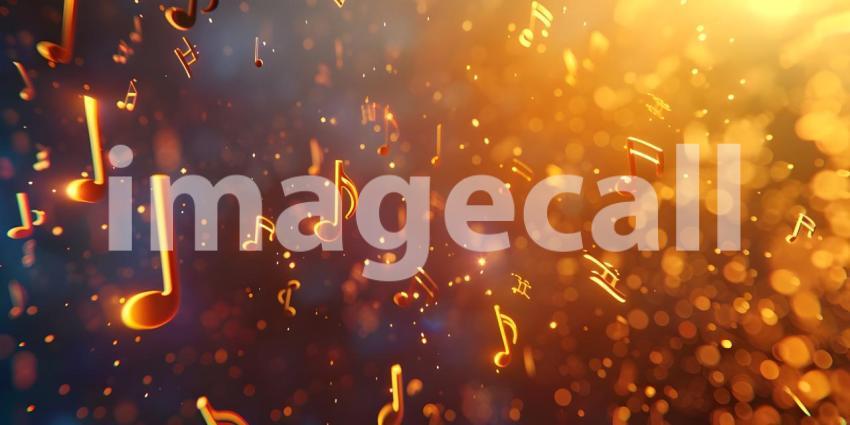 Musical Notes Soaring in Background, Fluttering Music Notes Background - Ai Generated