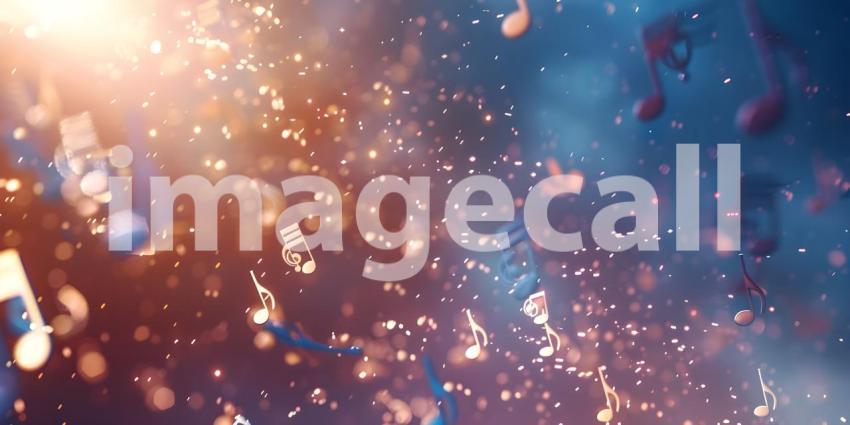 Musical Notes Soaring in Background, Fluttering Music Notes Background - Ai Generated