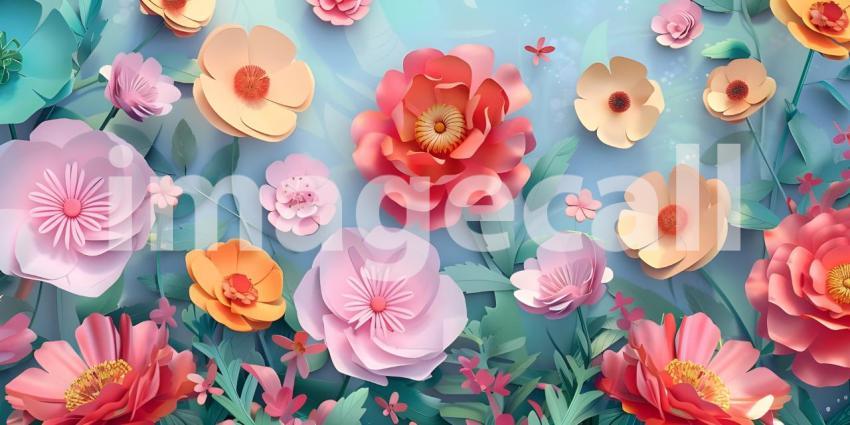 Intricate Paper Cut Flowers Background, Delicate Floral Paper Cuts Background - Ai Generated