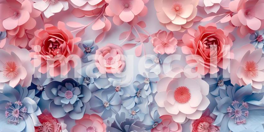 Intricate Paper Cut Flowers Background, Delicate Floral Paper Cuts Background - Ai Generated